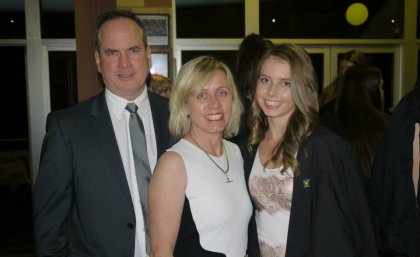 Bridget Mahon with her parents Greg and Trish. Bridget Mahon with her parents Greg and Trish.